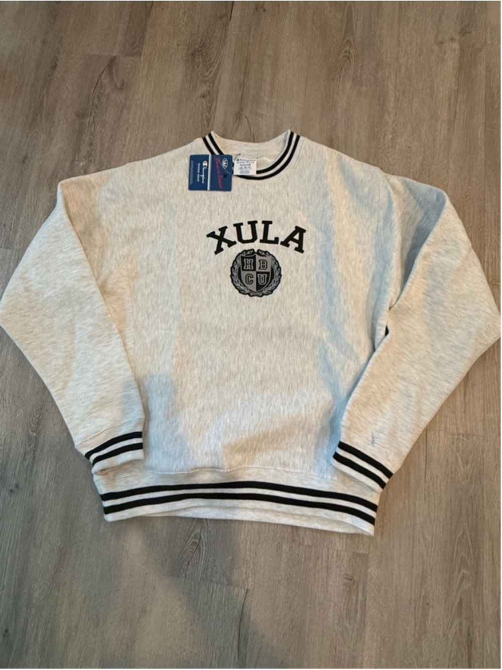 Men's Champion XULA HBCU Gray Black Sweatshirt M Xavier University of Louisiana